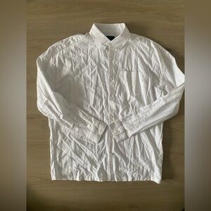 New Look Linen Blend Crisp White Shirt Size M